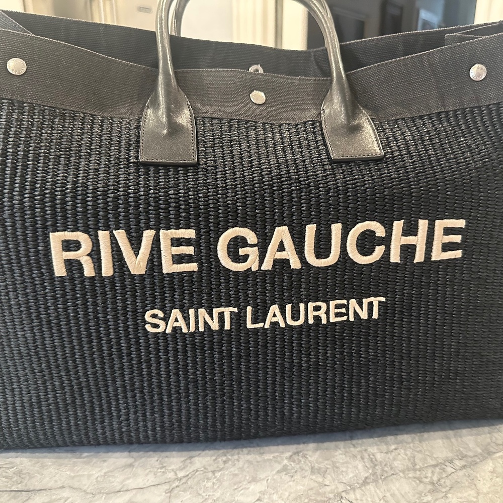 Saint Laurent Rive Gauche Tote Bag in Raffia